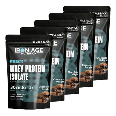 Whey protein isolate single-serving bags — Chocolate Delight 5-pack