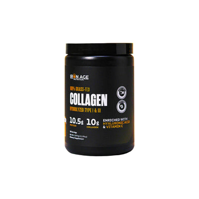 Iron Age Nutrition grass-fed collagen peptides Type I & III — front of container