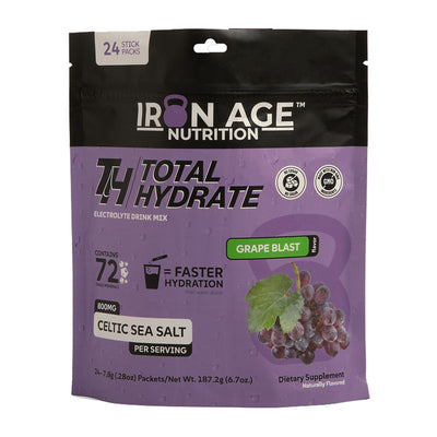 Total Hydrate Grape Blast sugar-free electrolyte powder — front of 24-serving bag