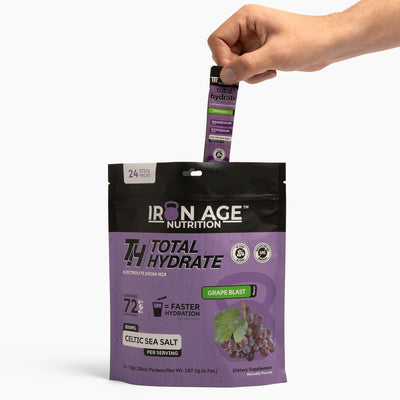 Total Hydrate Grape Blast electrolyte powder — studio product photo