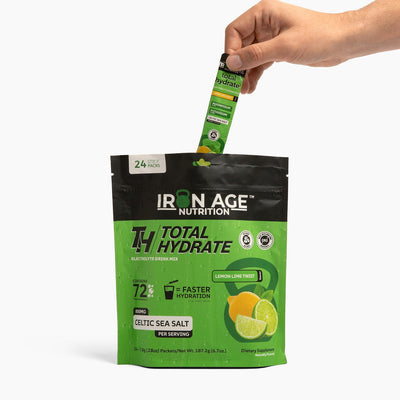 Total Hydrate Lemon Lime Twist electrolyte powder — studio product photo