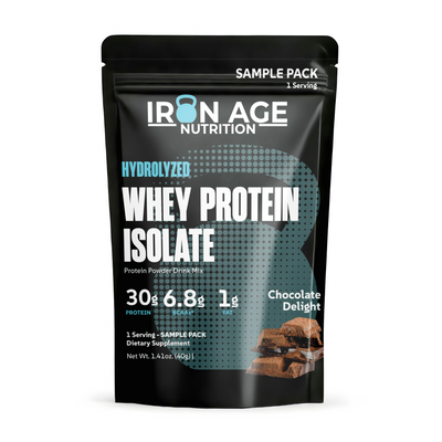 Whey protein isolate single-serving bag pouch — Iron Age Nutrition