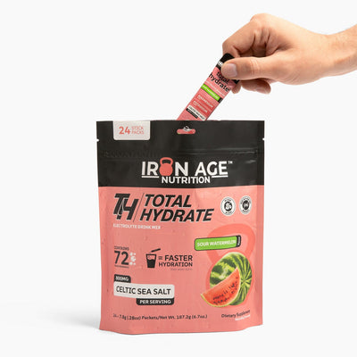 Total Hydrate Sour Watermelon electrolyte powder — studio product photo